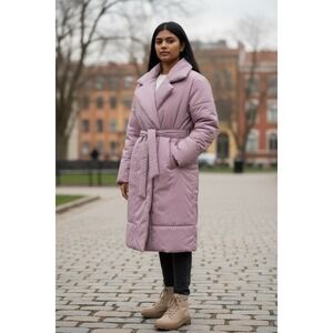 A New Day Coat Womens spring L Mauve Purple Wrap Puffer wrap Water Resistant